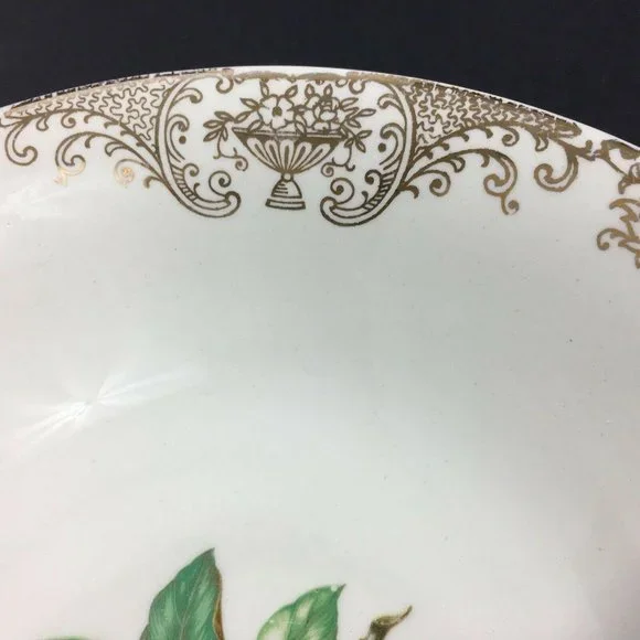 Stetson Serving Bowl Camille Pattern White Flower Gold Filigree 22 KT Gold VTG - Picture 6 of 8